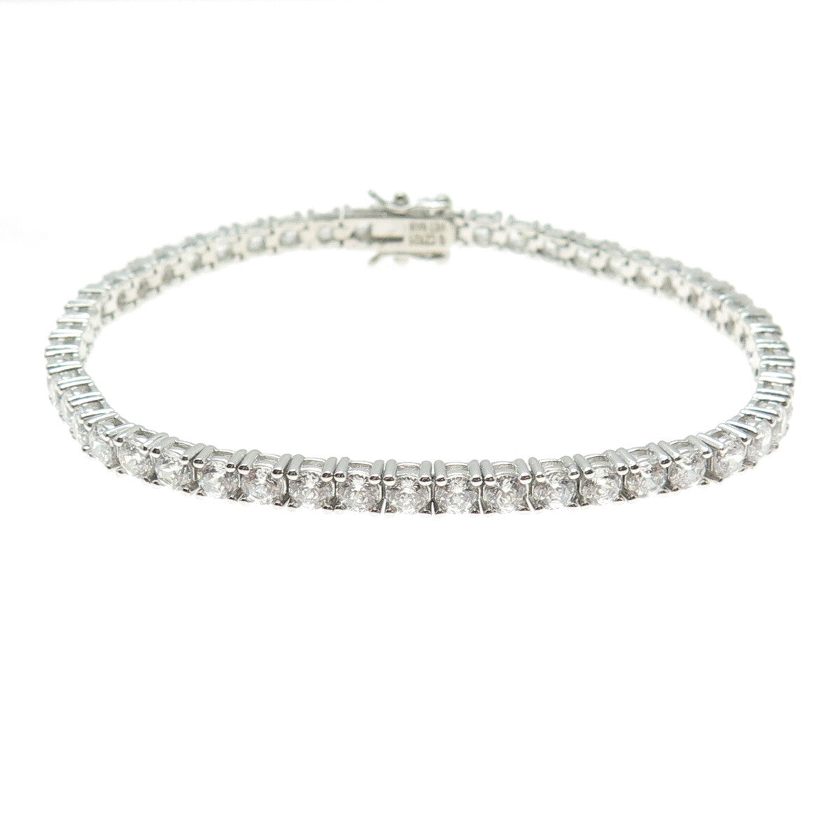 925 Sterling Silver Round-Cut C Z Tennis Link Bracelet 7.75"
