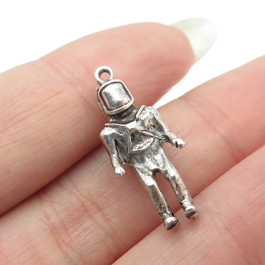 925 Sterling Silver Vintage Deep Sea Diver Minimalist 3D Charm Pendant