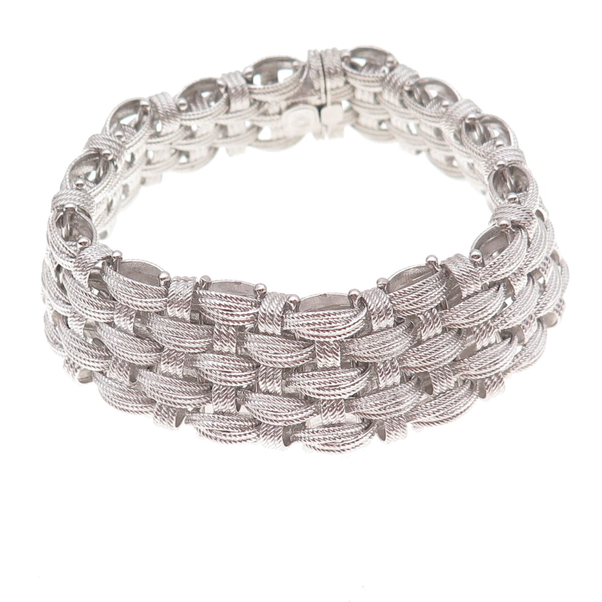 Dasan 925 Sterling Silver Vintage Italy Heavy 53.5g Braided Link Bracelet 7.25"