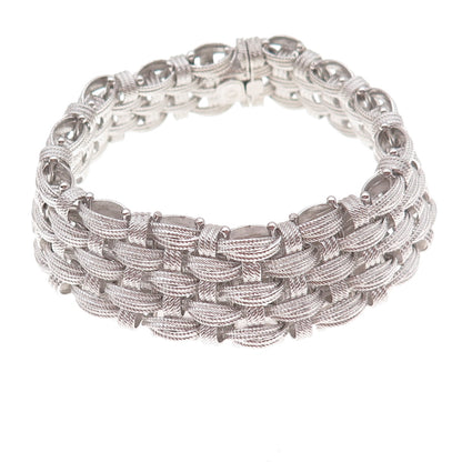 Dasan 925 Sterling Silver Vintage Italy Heavy 53.5g Braided Link Bracelet 7.25"
