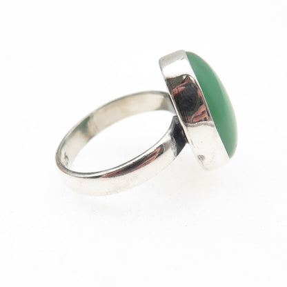 925 Sterling Silver Vintage Real Cabochon Chrysoprase Ring Size 5