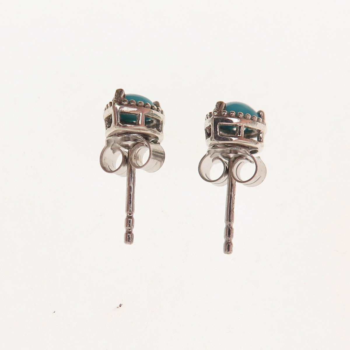 Chuck Clemency 925 Sterling Silver Real Turquoise Teardrop Stud Earrings