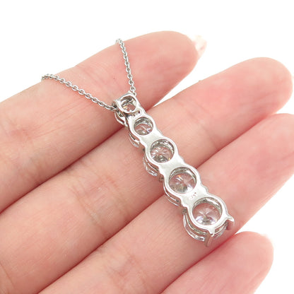 925 Sterling Silver Round-Cut C Z Graduated Drop Cable Chain Necklace 16"