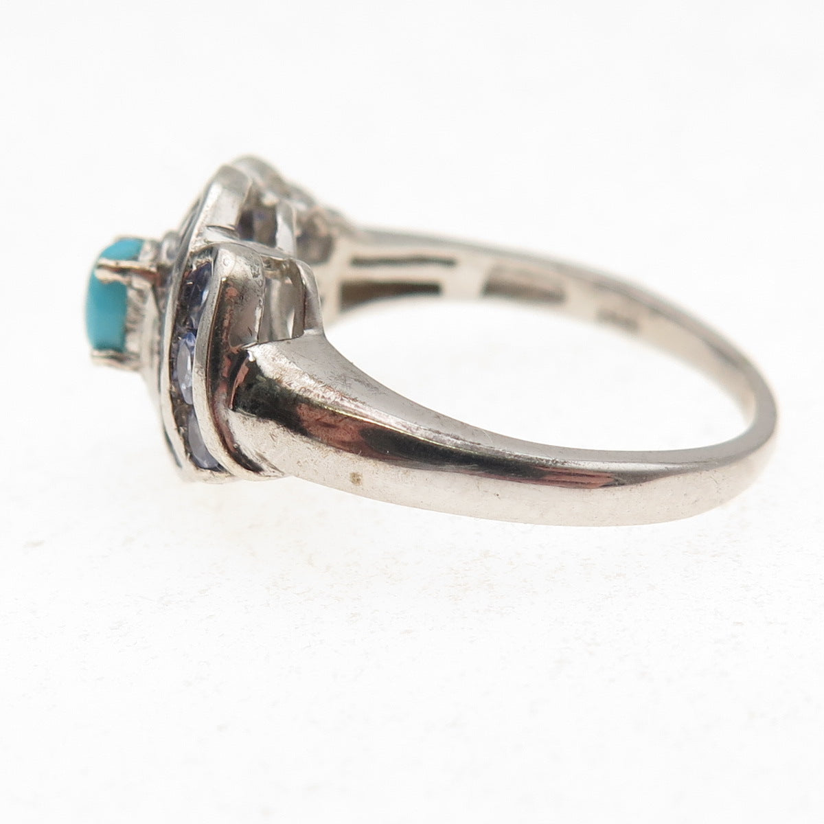 Chuck Clemency 925 Sterling Silver Real Turquoise & Tanzanite Ring Size 8