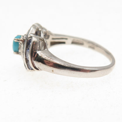 Chuck Clemency 925 Sterling Silver Real Turquoise & Tanzanite Ring Size 8