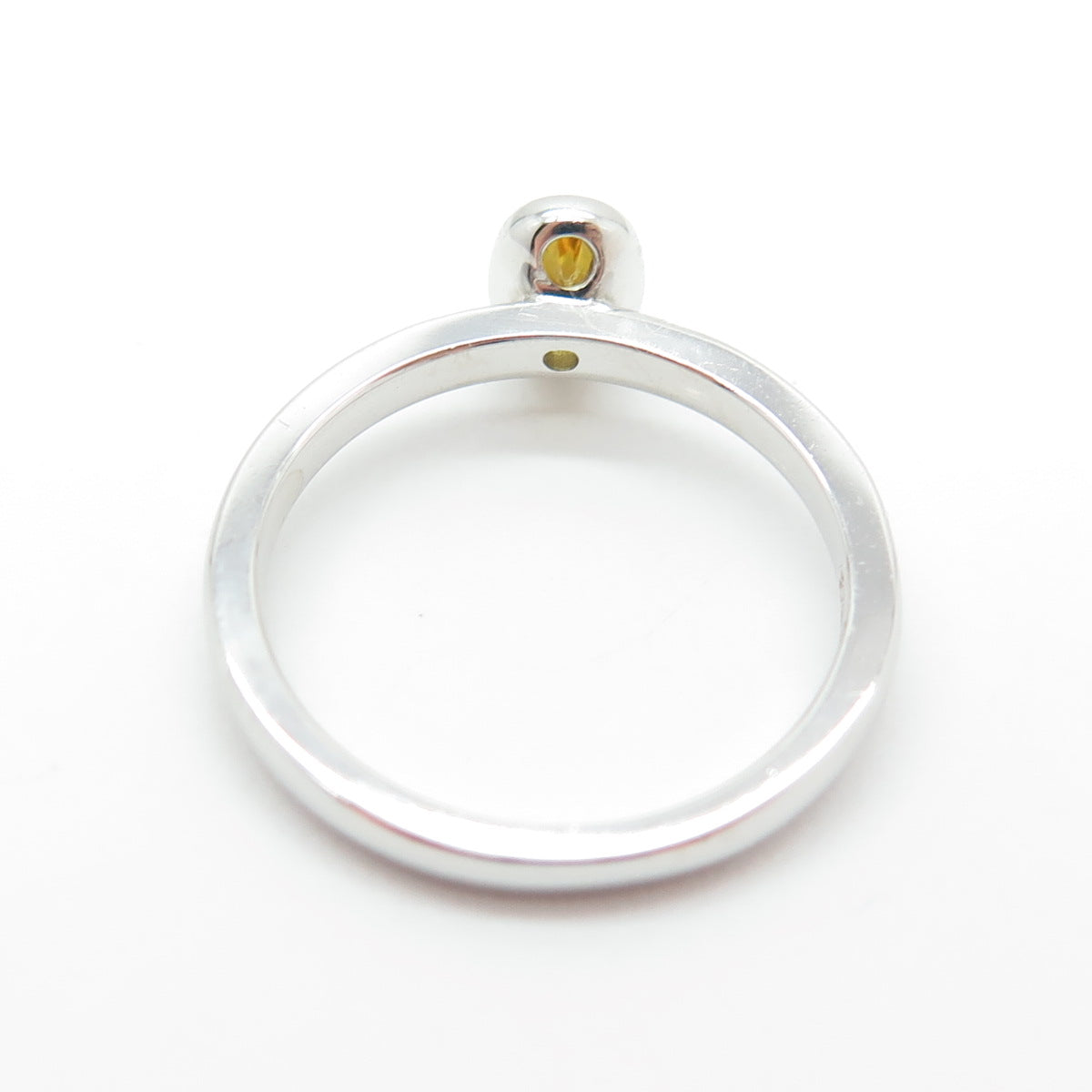 925 Sterling Silver Oval-Cut Canary C Z Ring Size 5.75