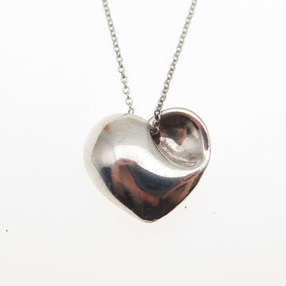 TIFFANY & CO. Sterling Silver Vintage Modernist Heart Cable Chain Necklace 16"