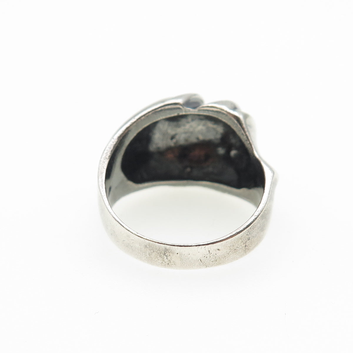 925 Sterling Silver Vintage Modernist Dome Oxidized Ring Size 7