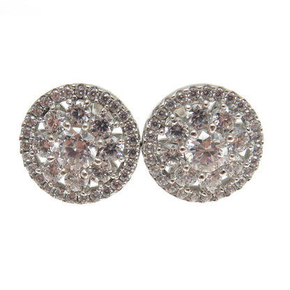 925 Sterling Silver Round-Cut Shaped C Z Stud Earrings