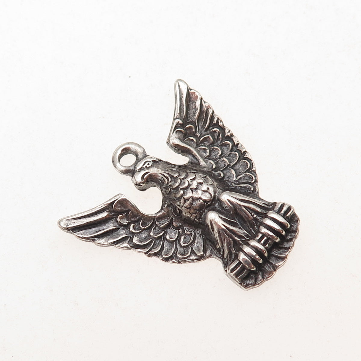 925 Sterling Silver Vintage Boy Scout Eagle Medal Oxidized Pendant