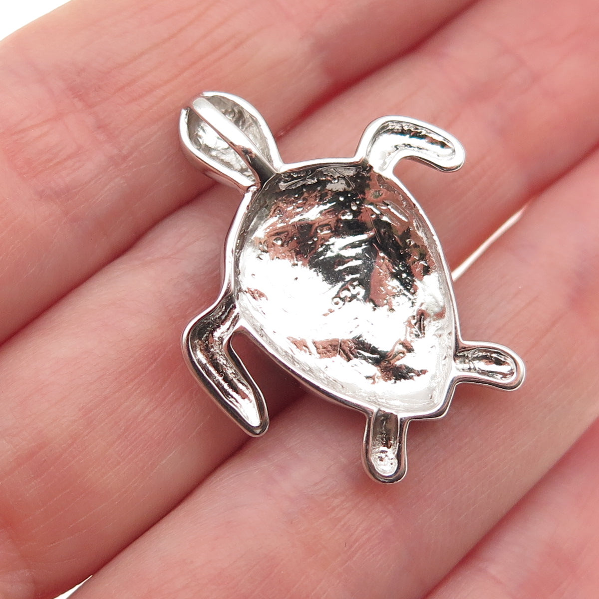 925 Sterling Silver Real Black Fire Opal Turtle Slide Charm Pendant