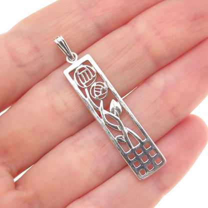 925 Sterling Silver Vintage Charles Rennie Mackintosh Modernist Charm Pendant