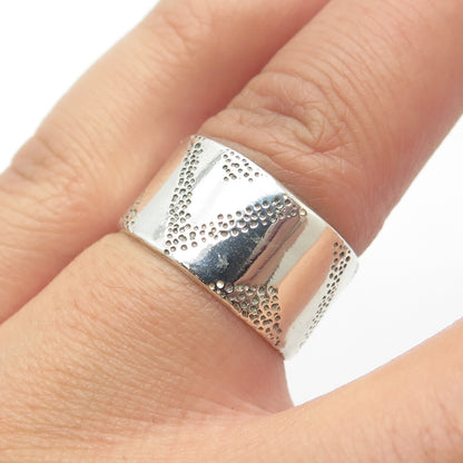 925 Sterling Silver Vintage Anna Laya Textured Band Ring Size 6