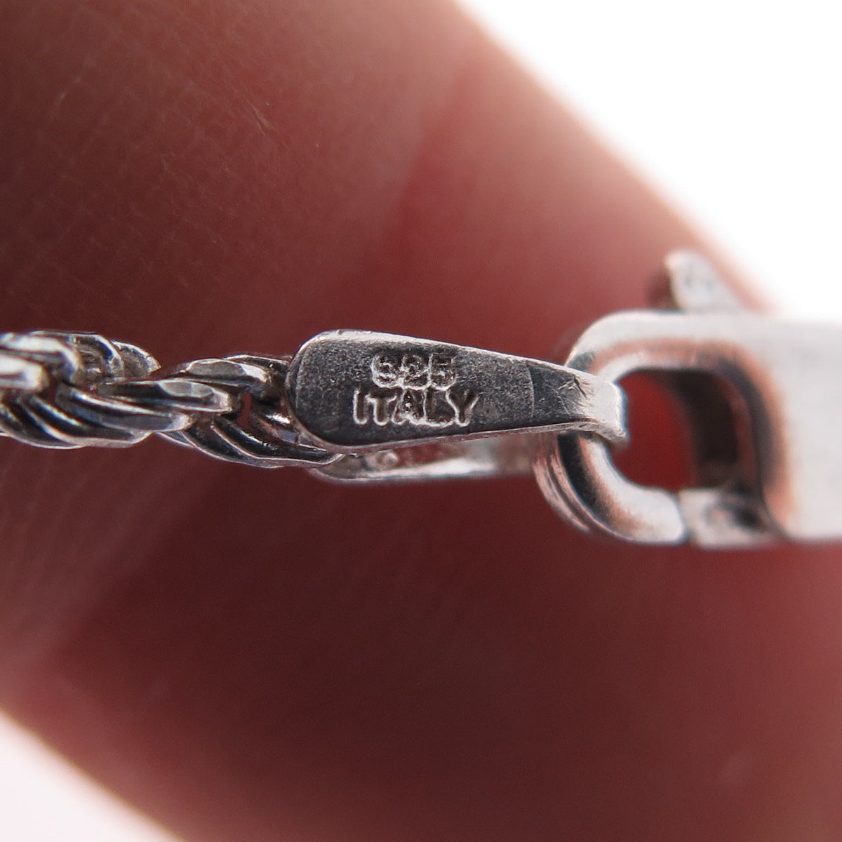 925 Sterling Silver Vintage Italy Twisted Rope Chain Necklace 18"