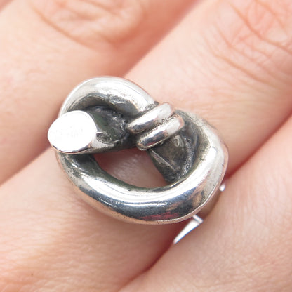 925 Sterling Silver Vintage Israel Modernist Love Knot Oxidized Ring Size 9.25