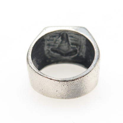 925 Sterling Silver Vintage Masonic Oxidized Signet Ring Size 10.75