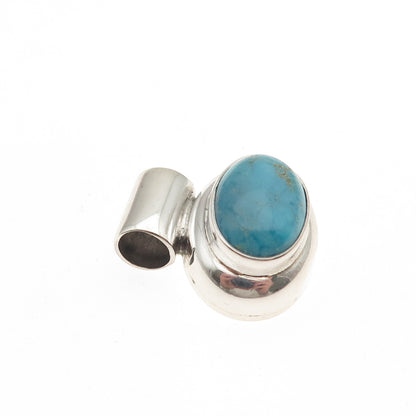 ANNIKA WITT Sterling Silver Vintage Mexico Real Turquoise Slide Charm Pendant