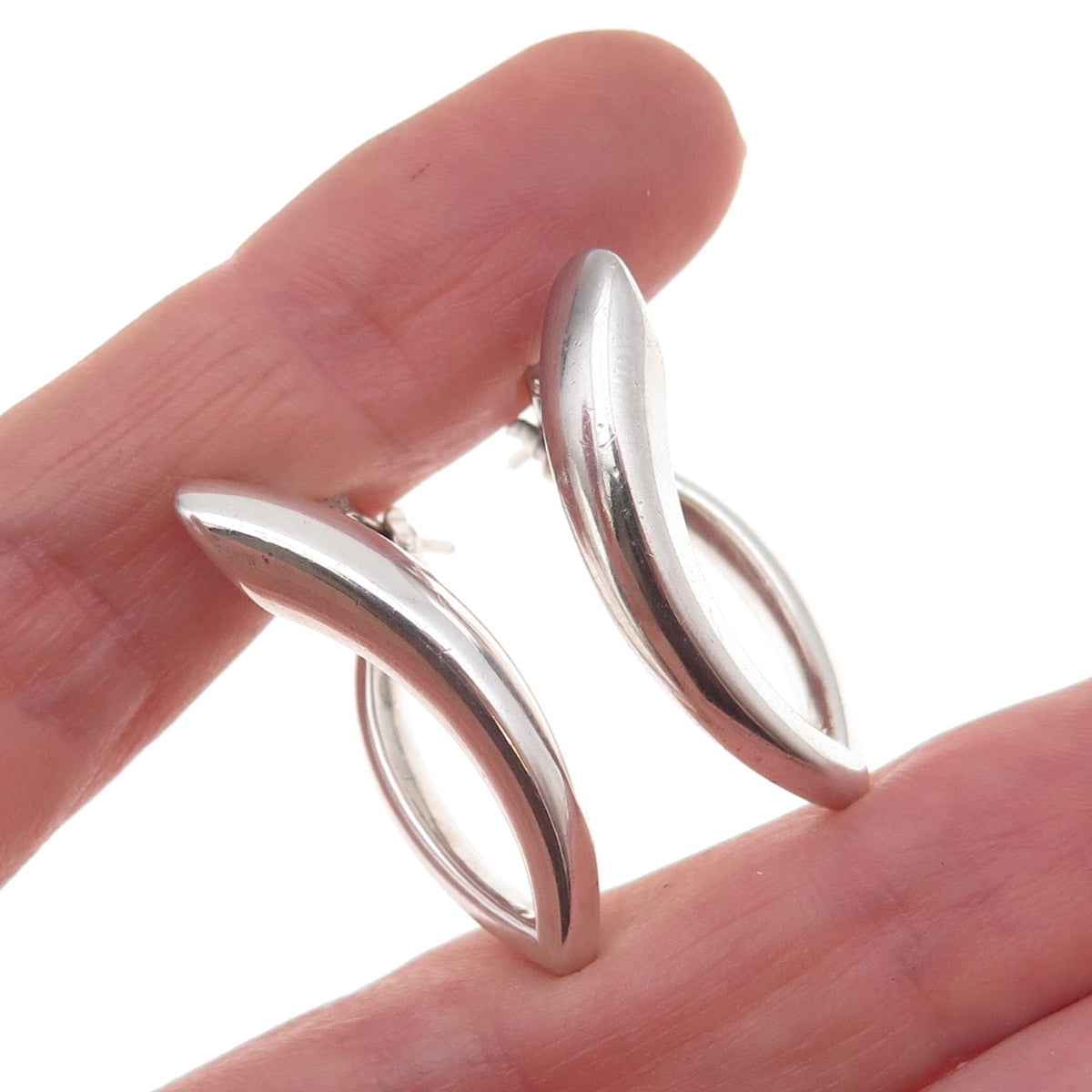 Charles Garnier 925 Sterling Silver Vintage Wavy Hoop Earrings