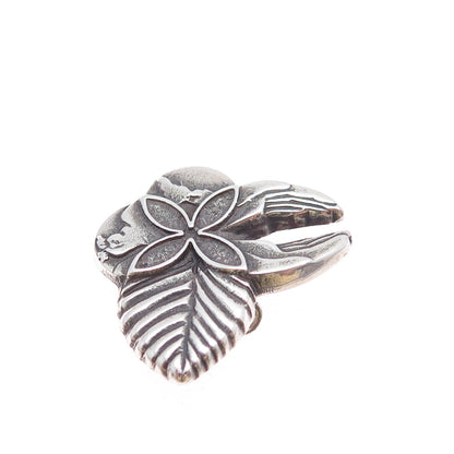 925 Sterling Silver Vintage World Peace Hands Butterfly Pin Brooch / Pendant