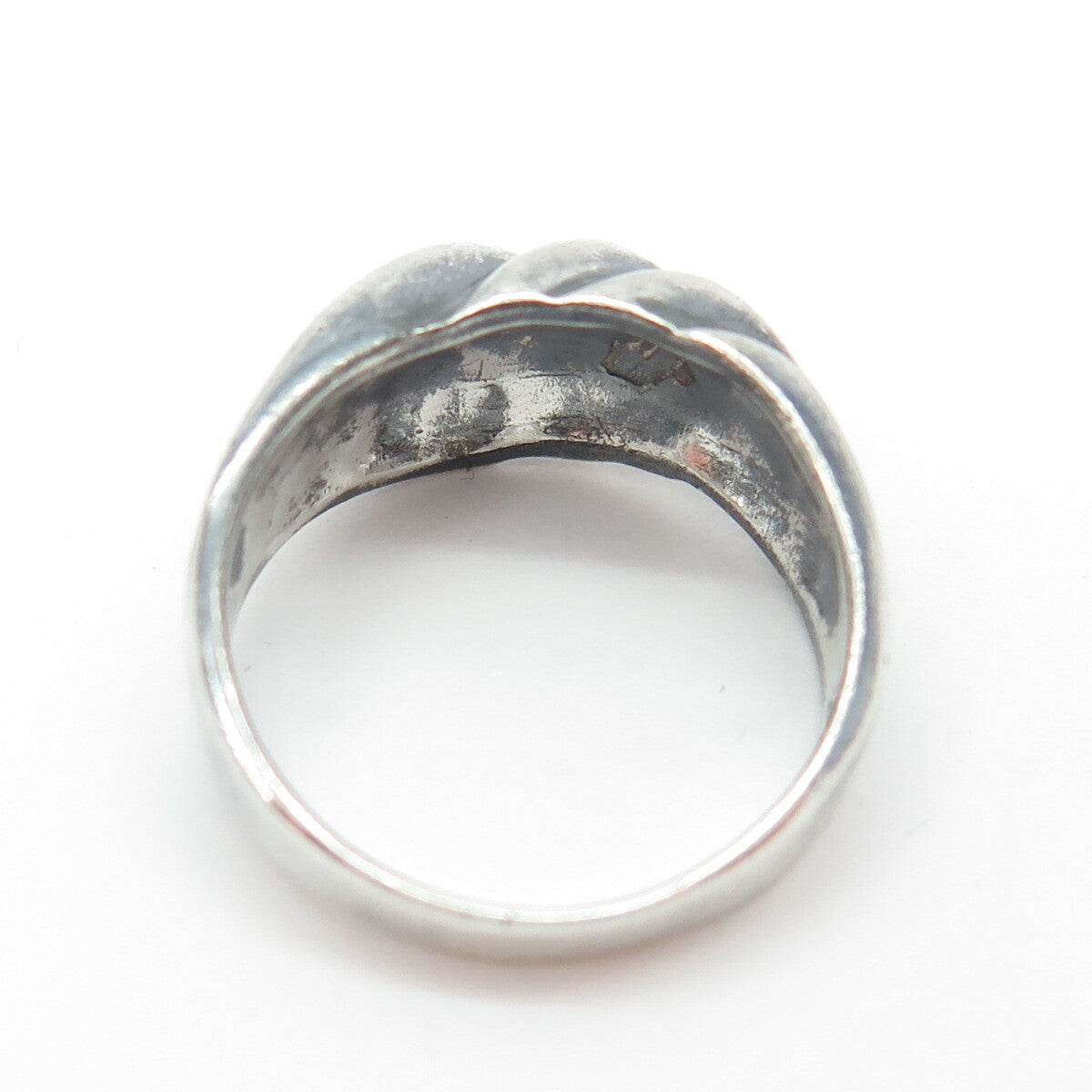 925 Sterling Silver Vintage Ribbed Ring Size 7