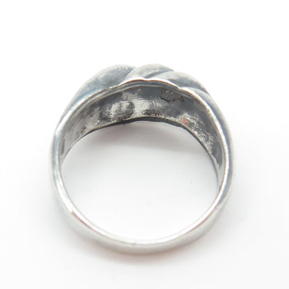 925 Sterling Silver Vintage Ribbed Ring Size 7