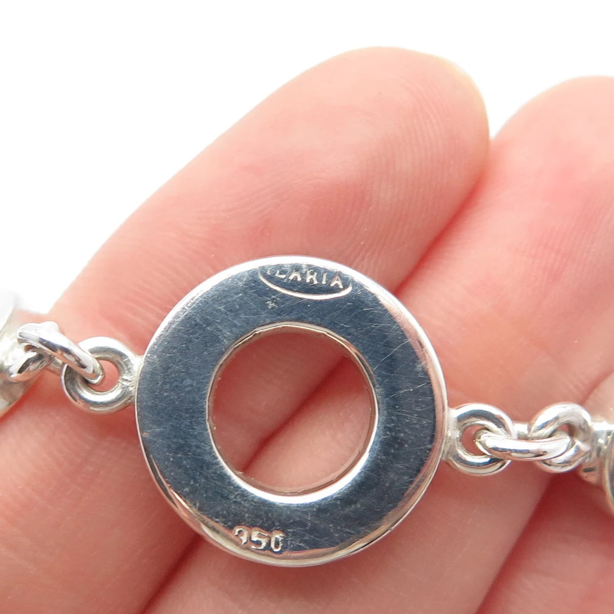 950 Silver Vintage Open Circle Link Bracelet 7.25"