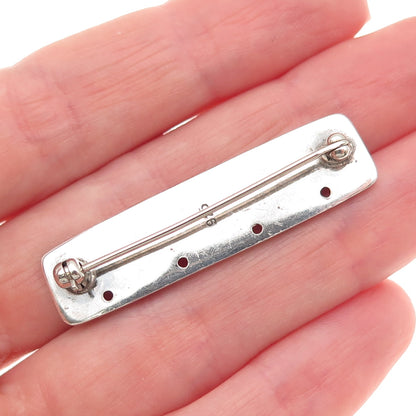 925 Sterling Silver Vintage Ethnic Oxidized Bar Pin Brooch