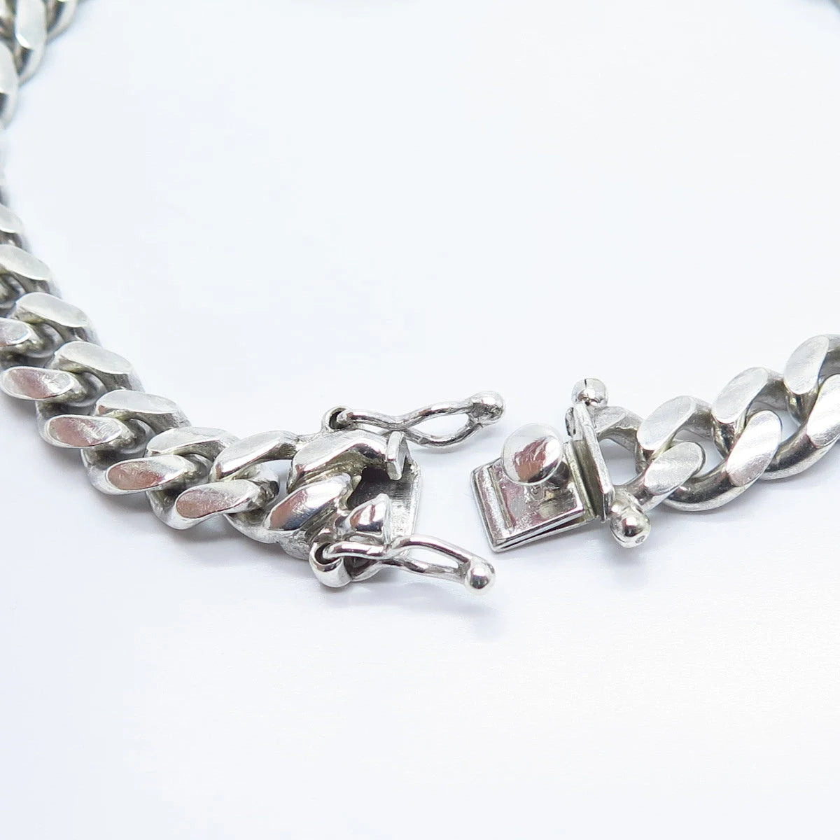 925 Sterling Silver Vintage Israel Cuban Link Bracelet 7.25"