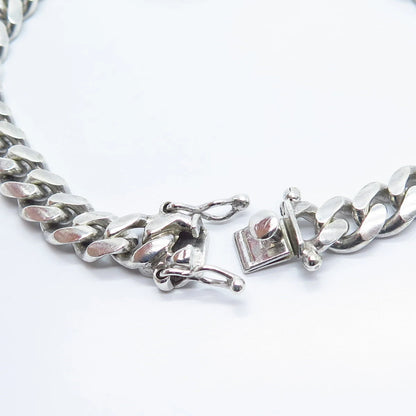 925 Sterling Silver Vintage Israel Cuban Link Bracelet 7.25"