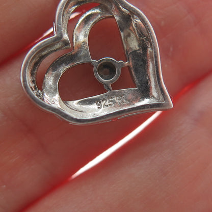 RL RICHLINE Sterling Silver Real Diamond Interlocked Heart Mini Slide Pendant
