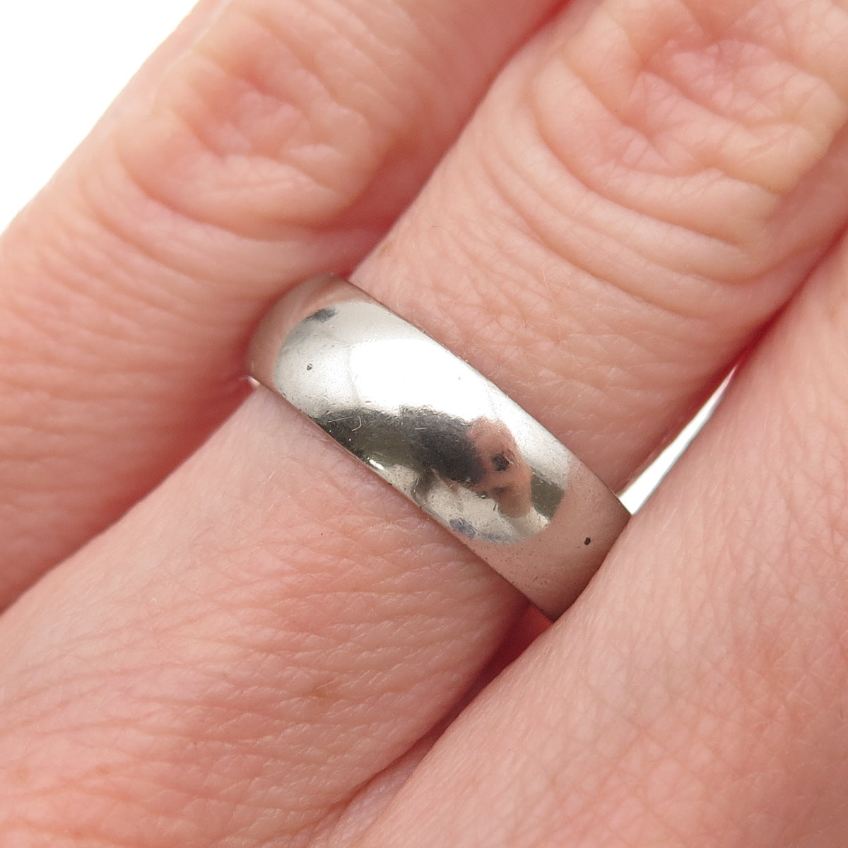 Legi 925 Sterling Silver Antique Art Deco Classic Wedding Band Ring Size 6