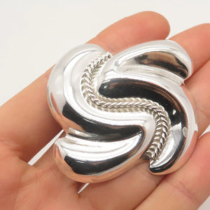 925 Sterling Silver Vintage Mexico Ribbed Pin Brooch