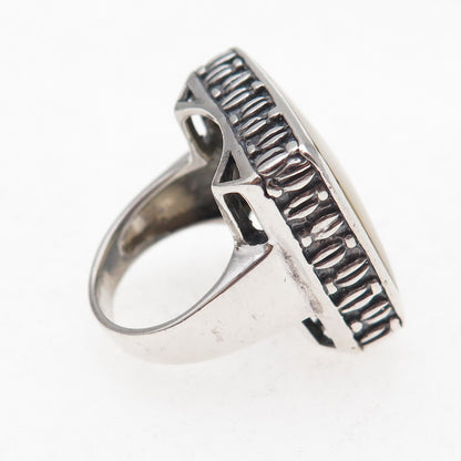 Collins 925 Sterling Silver Vintage Real MOP Oxidized Statement Ring Size 7
