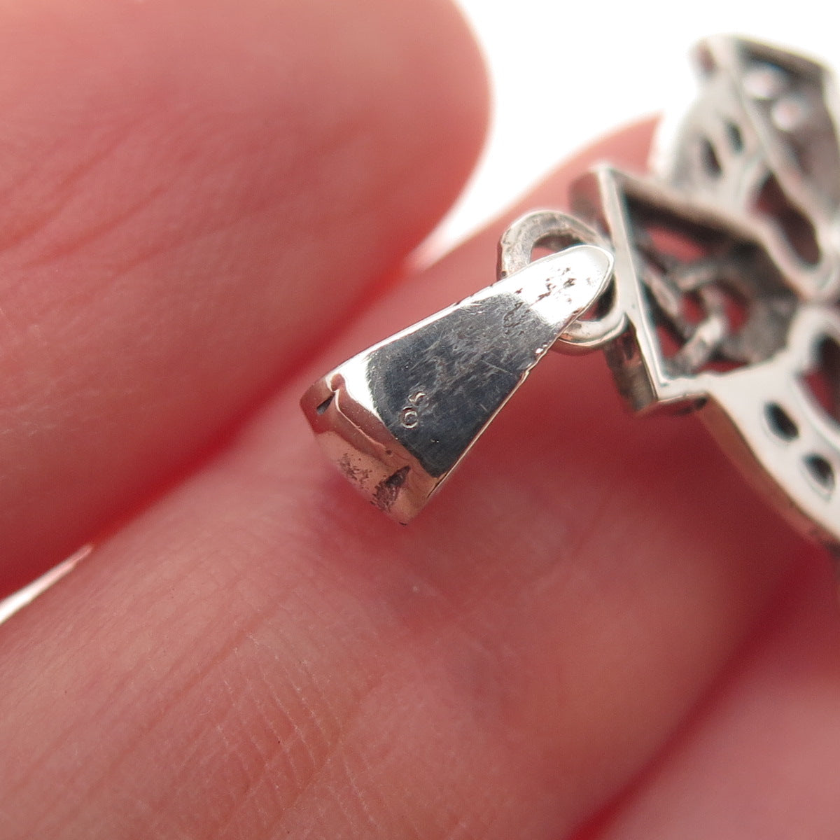 925 Sterling Silver Vintage Celtic Trinity Cross Oxidized Charm Pendant