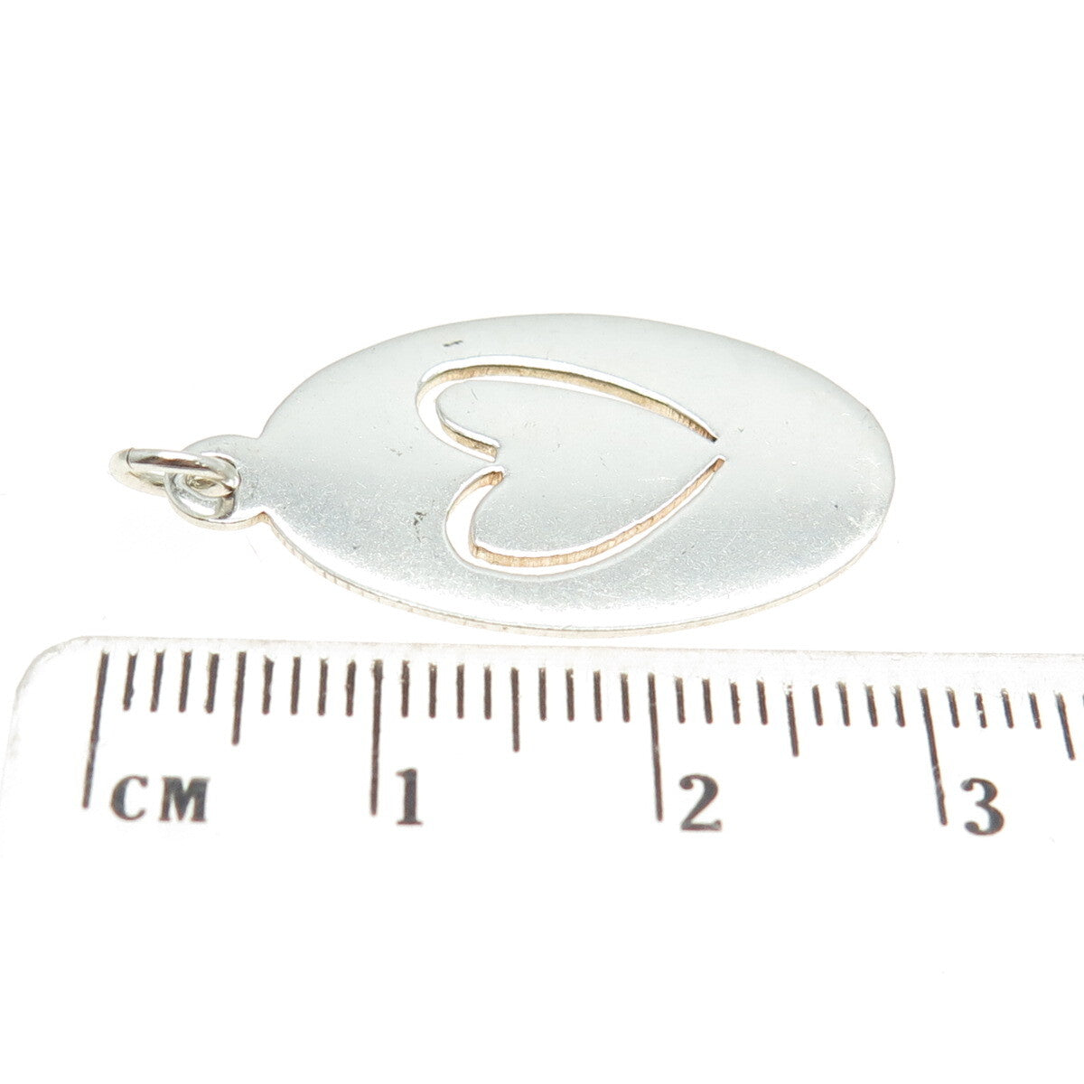 925 Sterling Silver Vintage Heart Oval Tag Charm Pendant