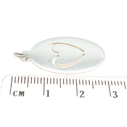 925 Sterling Silver Vintage Heart Oval Tag Charm Pendant