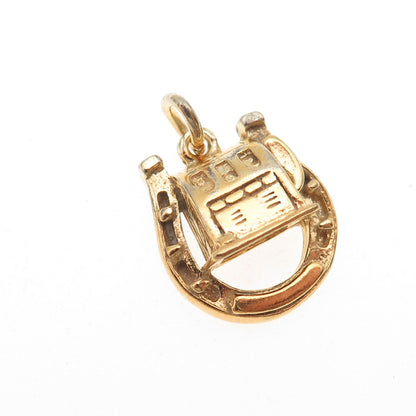 925 Sterling Gold Plated Antique Art Deco Slot Machine & Horseshoe Mini Pendant