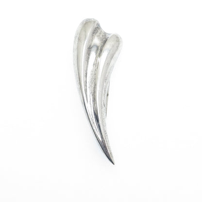 BAYANIHAN 925 Sterling Silver Vintage Modernist Heart / Claw Pin Brooch
