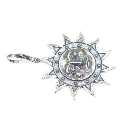 925 Sterling Silver Vintage Sun Face Oxidized Charm Pendant