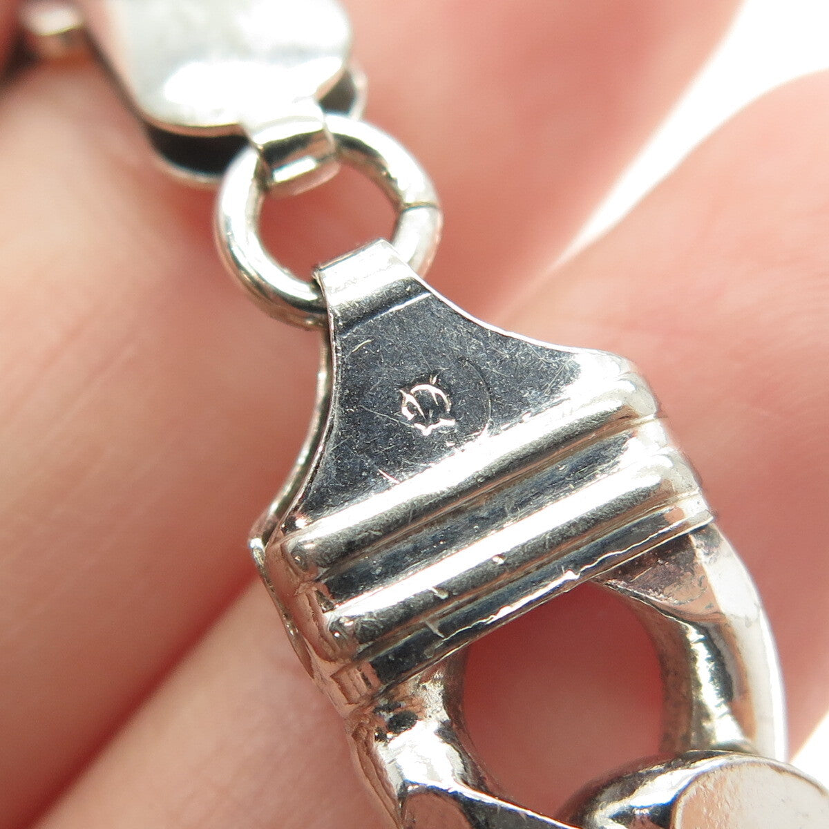 925 Sterling Silver Vintage Italy Figaro Link Bracelet 8"