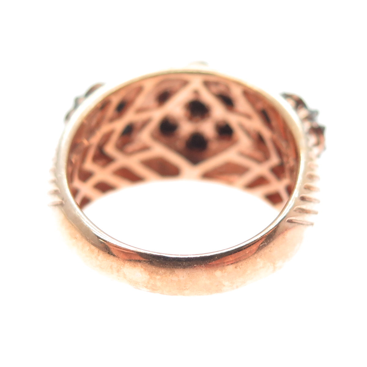 MDJ Michael Drechsler 925 Sterling Rose Gold Plated Black Diamond Ring Size 6.25