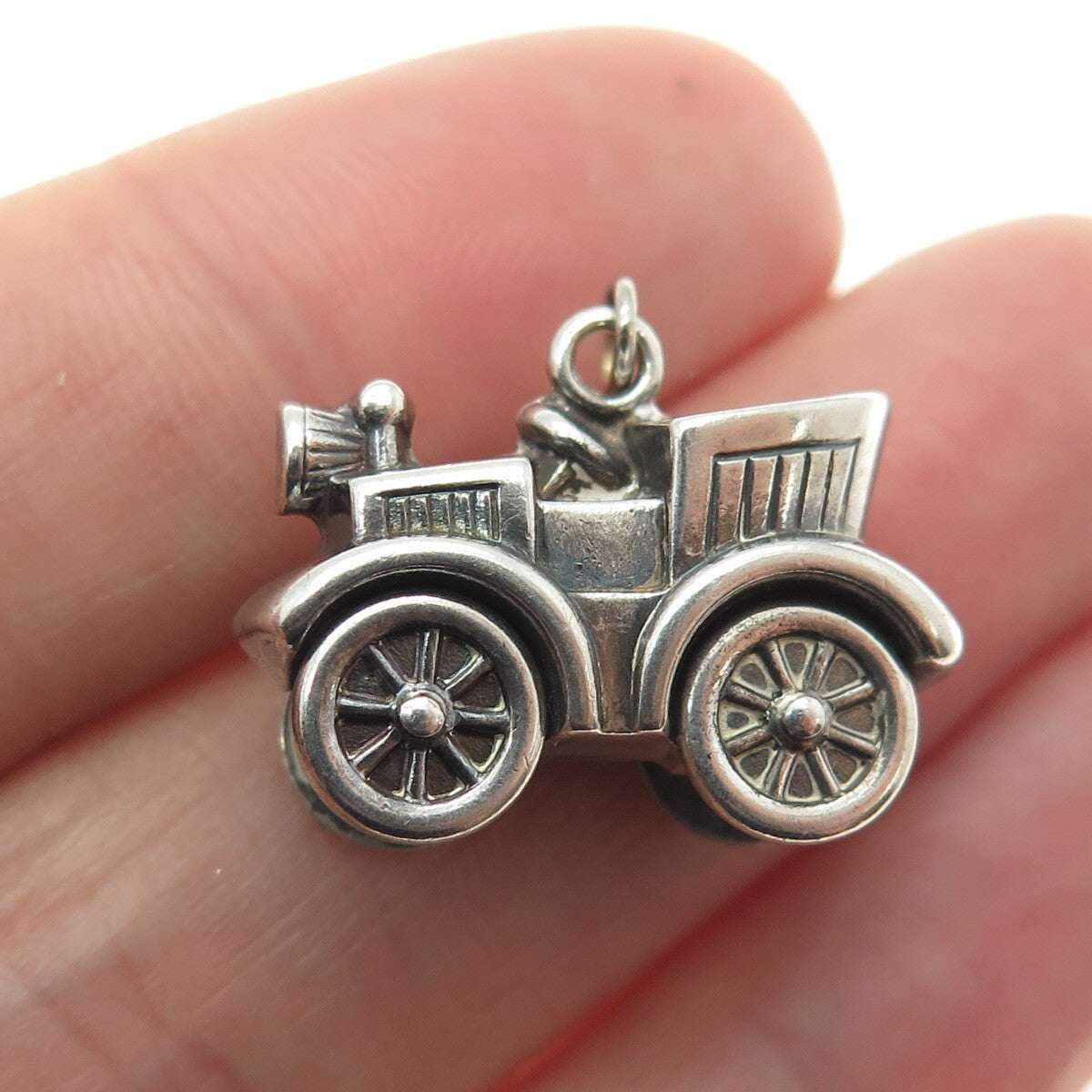925 Sterling Silver Vintage Retro Car 3D Pendant
