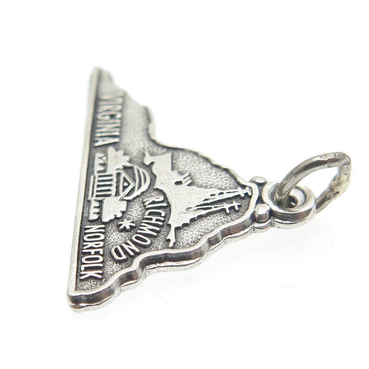 MAISELS INDIAN TRADING 925 Sterling Silver Vintage Virginia State Map Pendant