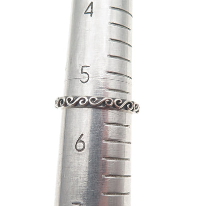 925 Sterling Silver Vintage Swirl Stackable Oxidized Band Ring Size 5.5