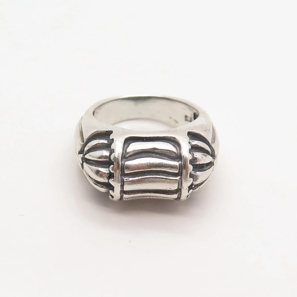 925 Sterling Silver Vintage Tribal Domed Ring Size 7