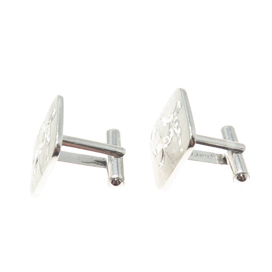 WELLS 925 Sterling Silver Vintage Soccer Player Cufflinks
