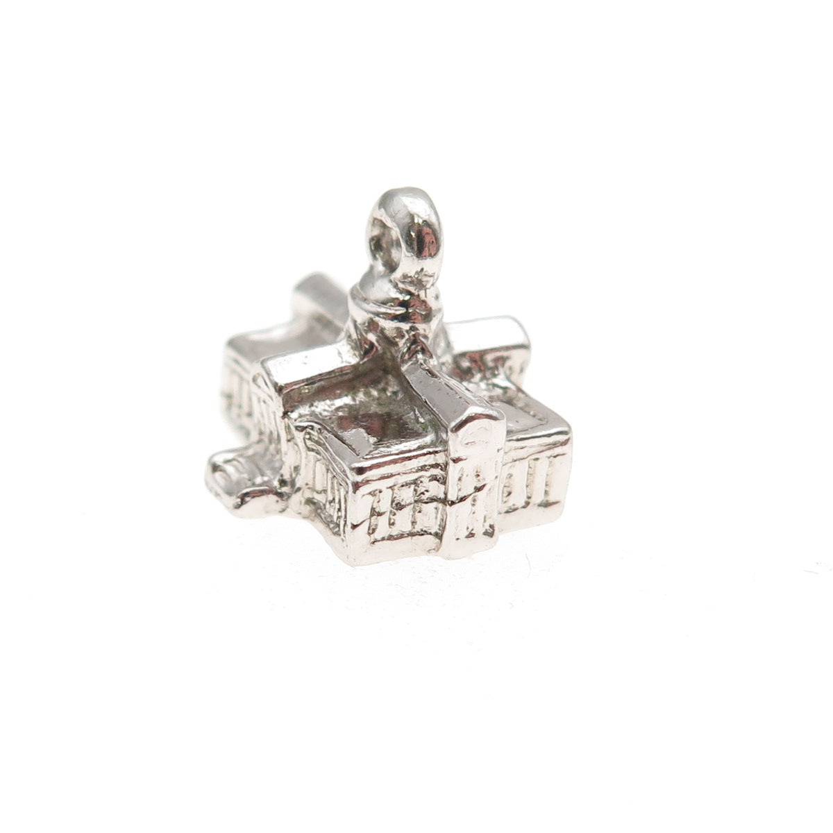 925 Sterling Silver Vintage US White House 3D Mini Charm Pendant