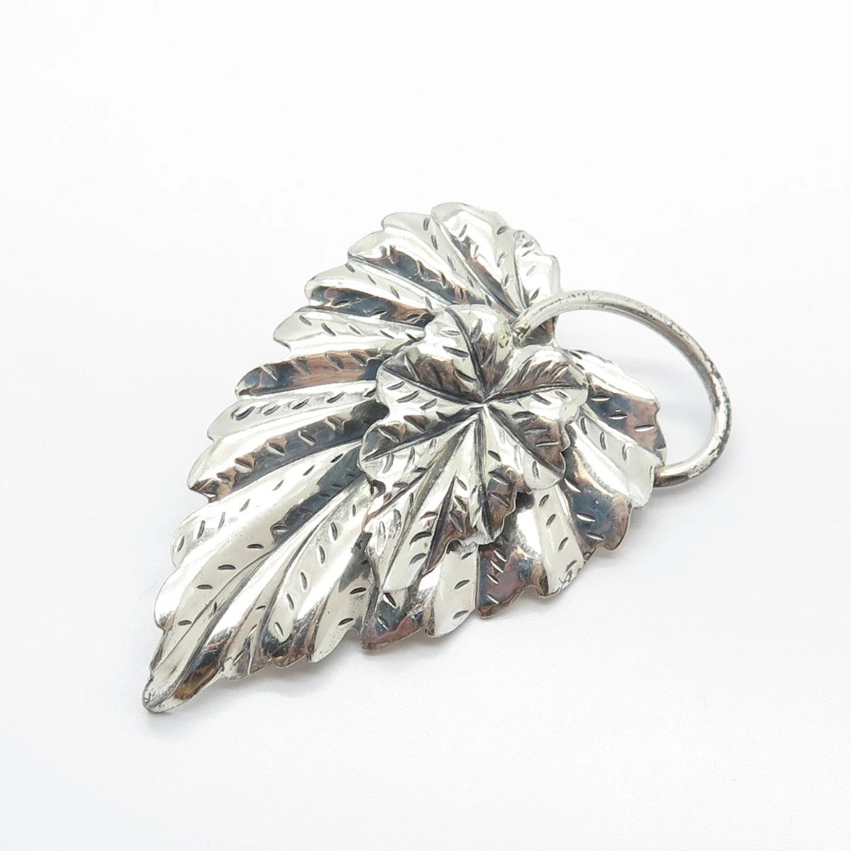 925 Sterling Silver Antique Danecraft Leaf Pin Brooch
