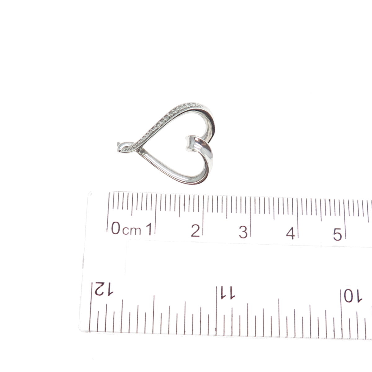 925 Sterling Silver Real Round-Cut Diamond Heart Minimalist Charm Pendant