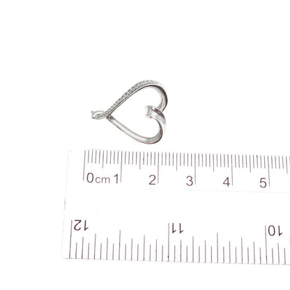 925 Sterling Silver Real Round-Cut Diamond Heart Minimalist Charm Pendant